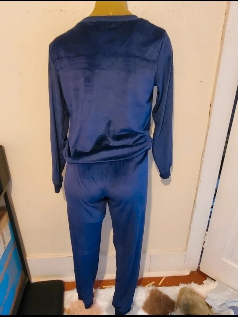 Women's Blue Velour Jumpsuit
